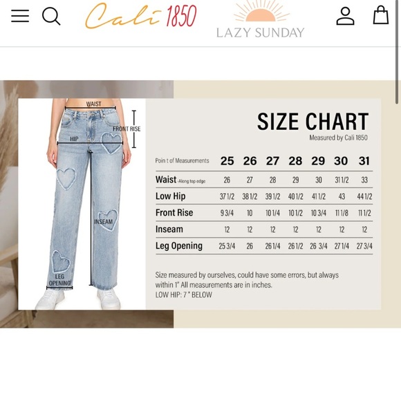 Heart Patched Low Rise Baggy Jeans - Light Wash - Picture 12 of 12